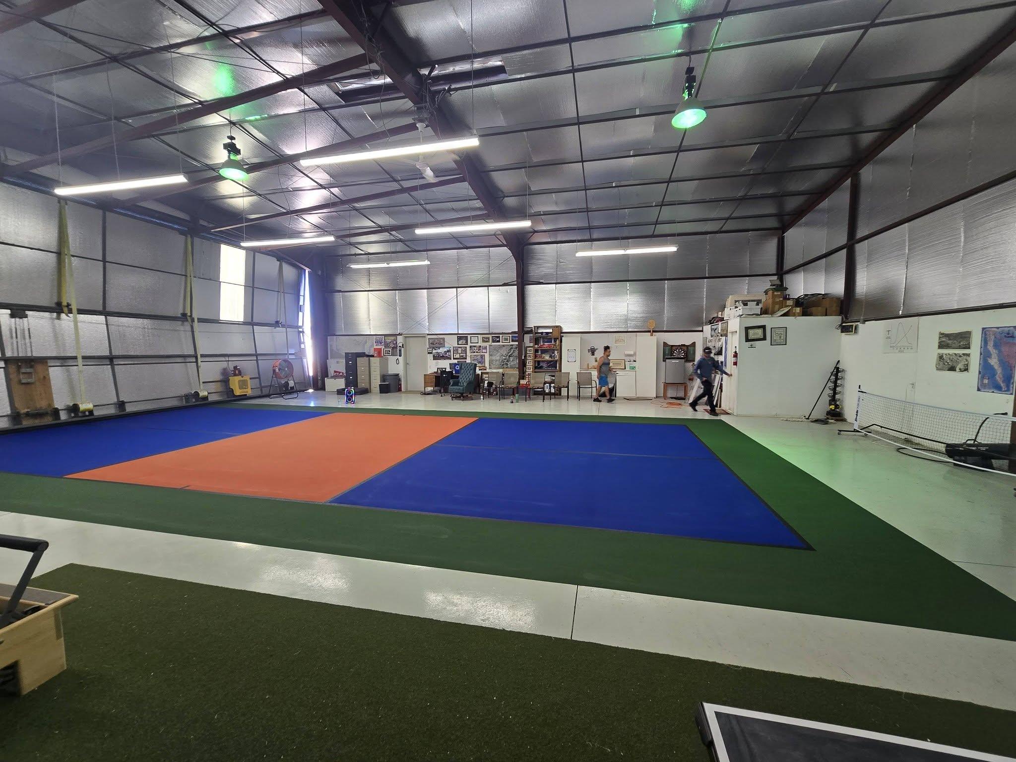 image of a basketball and pickleball court combination in a townhouse