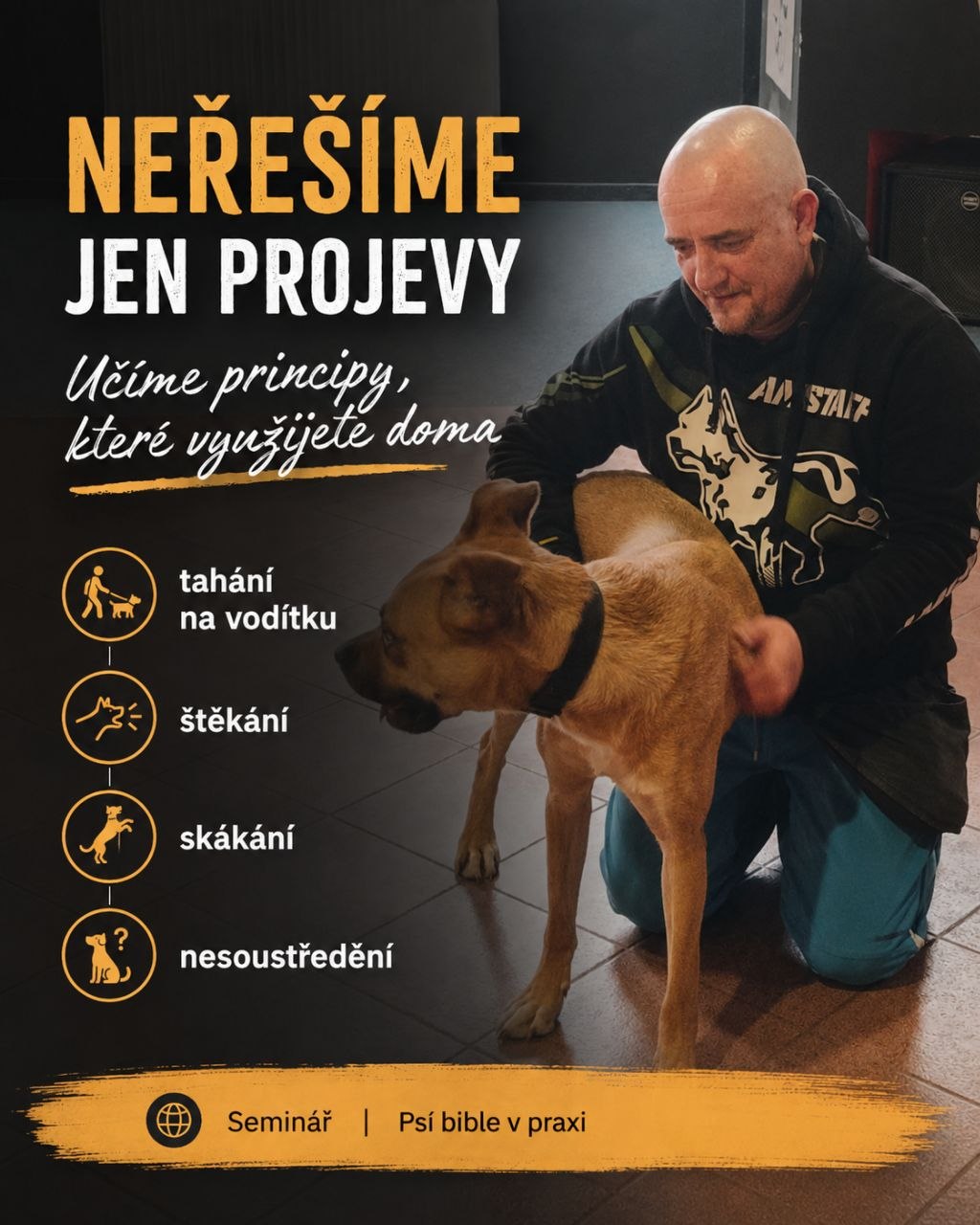 Seminář moderního tréninku psa podle Psí bible s Františkem Jarošem.