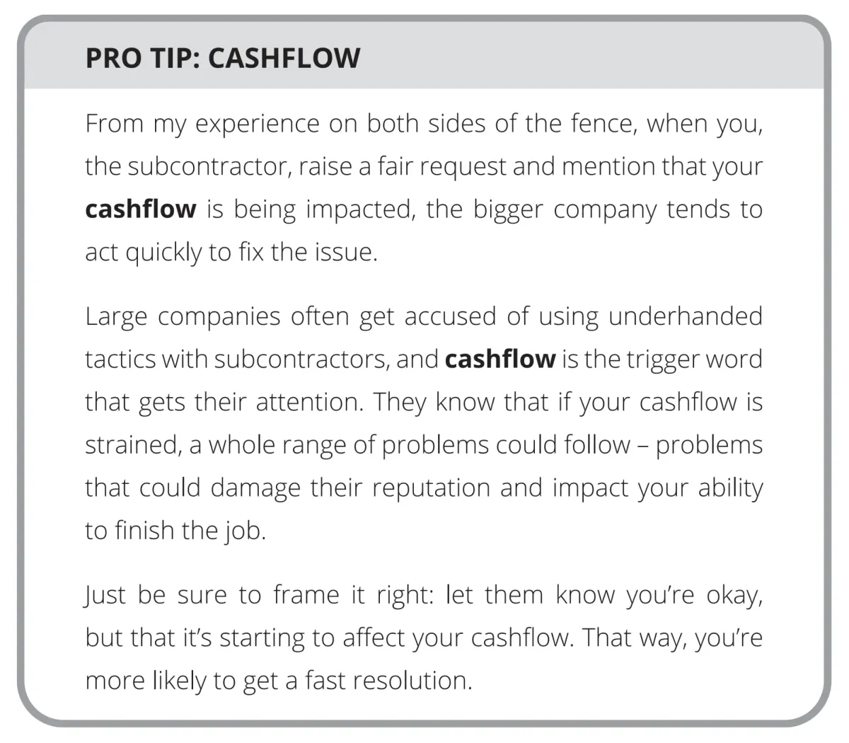 Page 122: Pro Tip: Cashflow