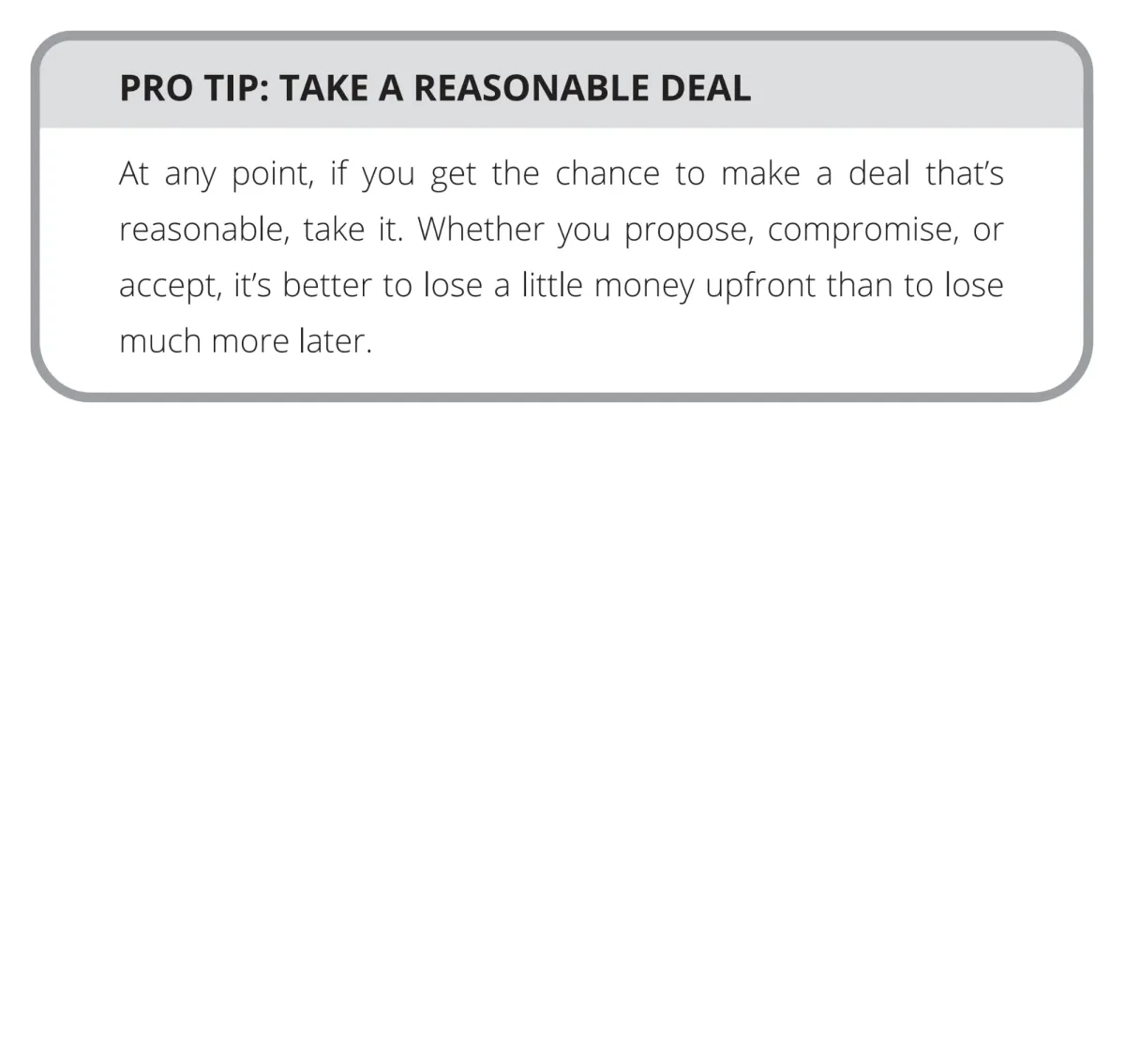 Page 136: Pro Tip: Take a reasonable deal