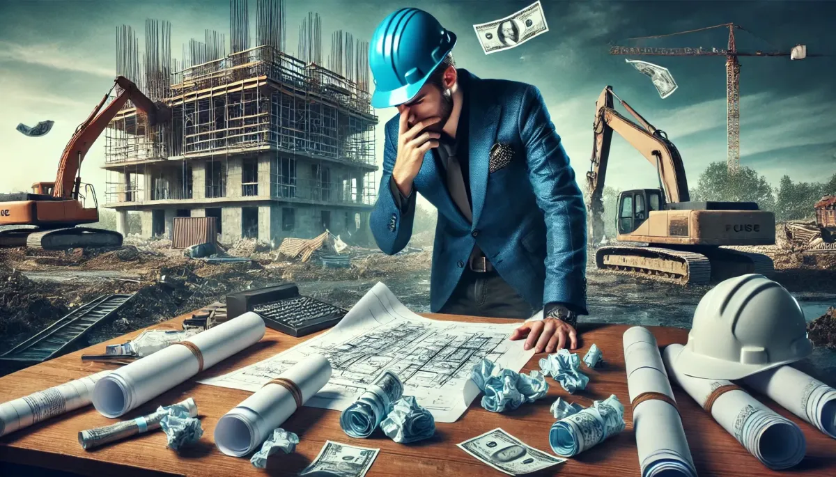 An illustration of a giant worker's glove lying abandoned on a construction site, symbolizing the hidden labor crisis and workforce shortages crippling the construction industry.