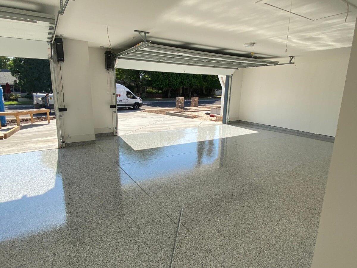 Garage epoxy flooring GTA with durable flake coating system