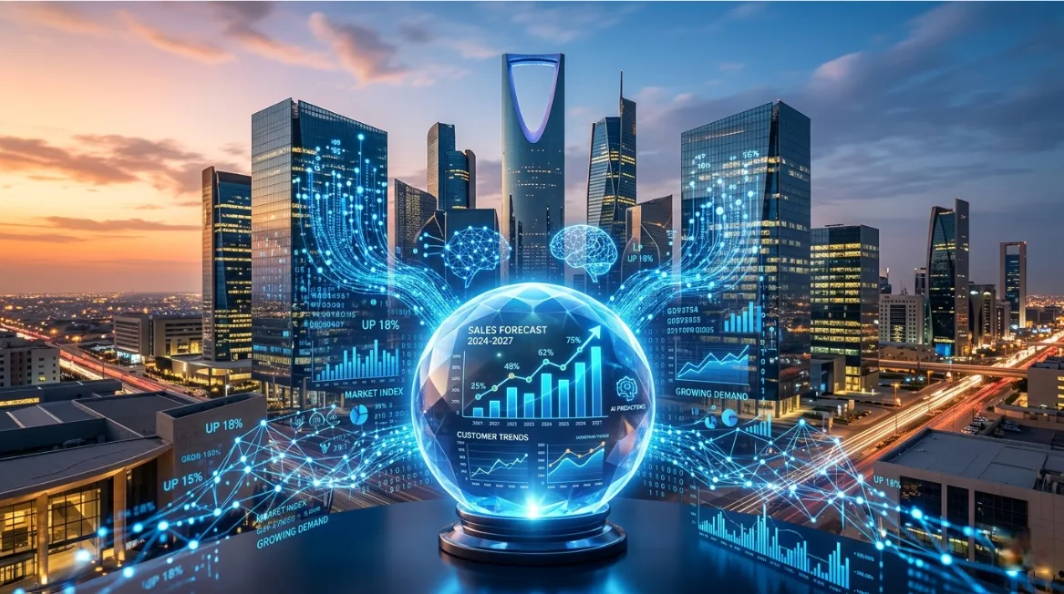 Business professionals analyzing data dashboards and analytics reports to make smarter decisions in Saudi Arabia.