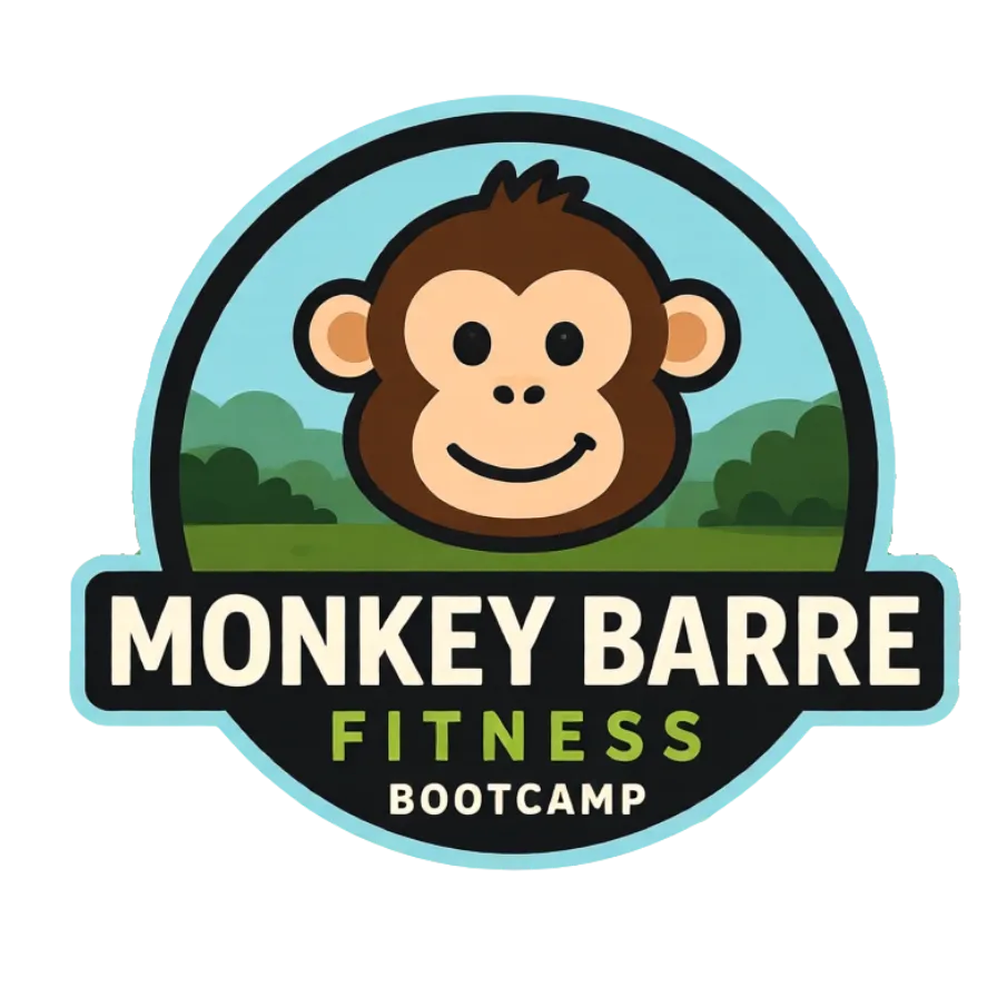 Monkey Barre Fitness Bootcamp cartoon logo of monkey head