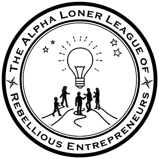 Round official seal for The Alpha Loner League of Rebellious Entrepreneurs