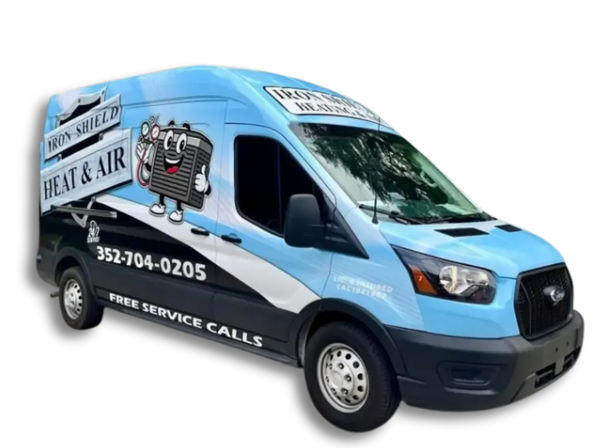 Iron Shield Heating & Air service van