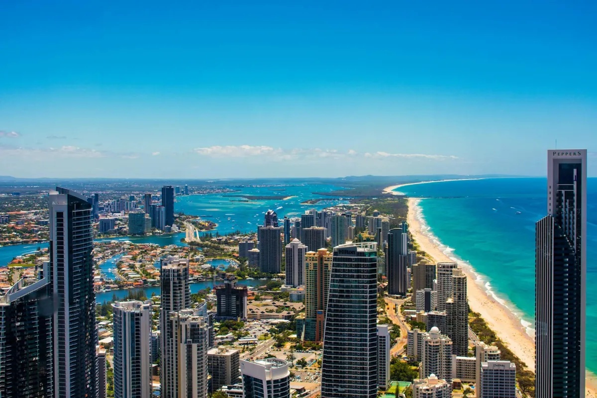 Aerial view of the Gold Coast, a city in which businesses could benefit from AI automation services