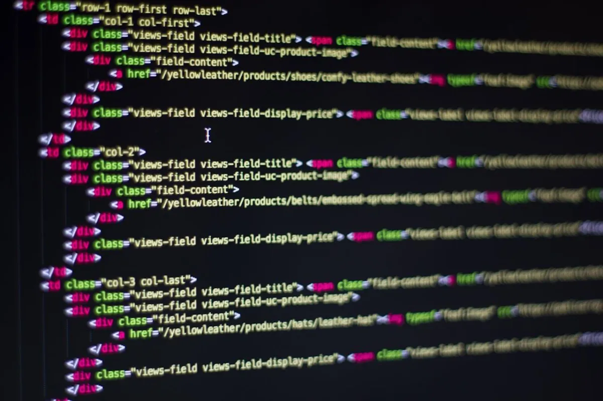 HTML code displayed on screen during development of a smart website by a local web designer near me
