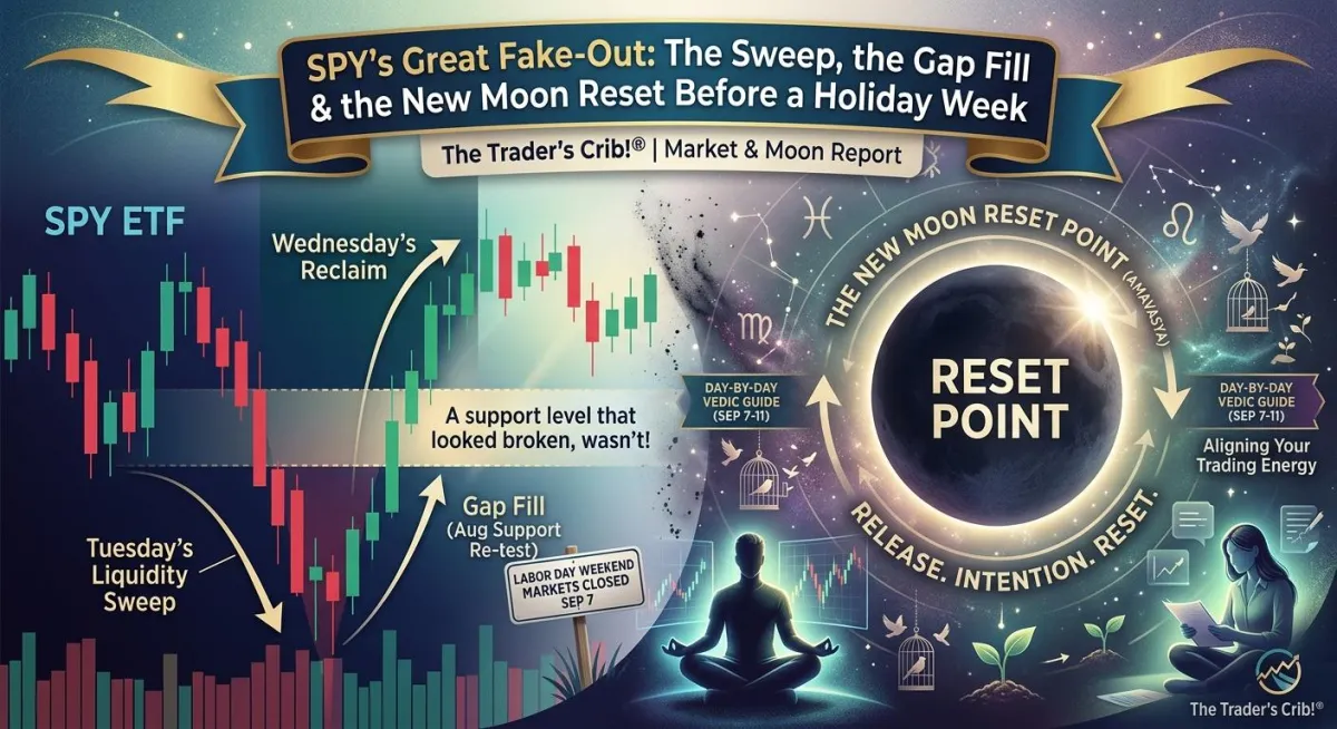 SPY's Great Fake-Out: The Sweep, the Gap Fill & the New Moon Reset Before a Holiday Week