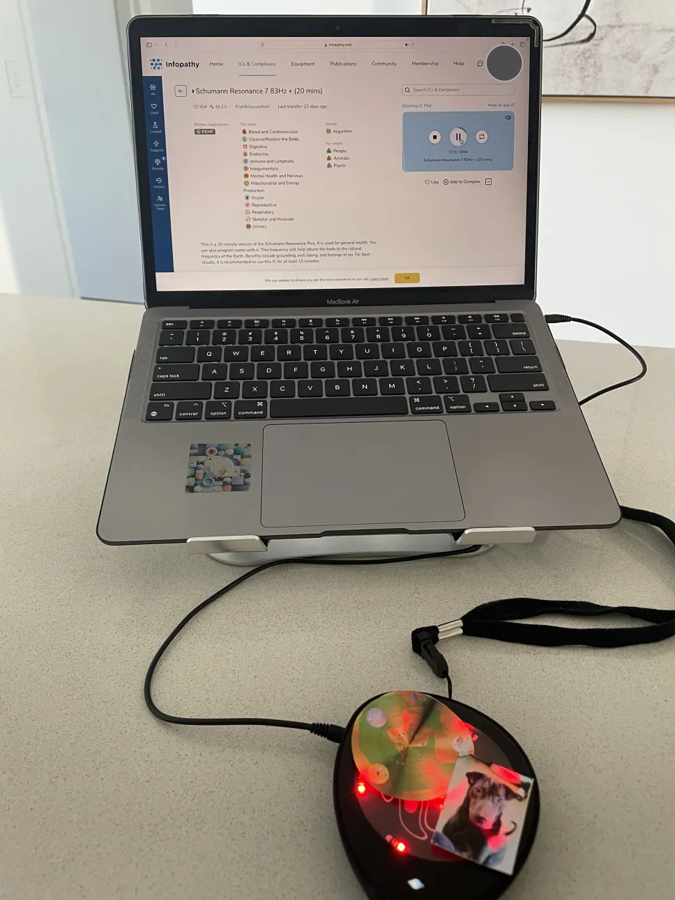 Sending energy of  FrequenCM visual remotely for physical or support