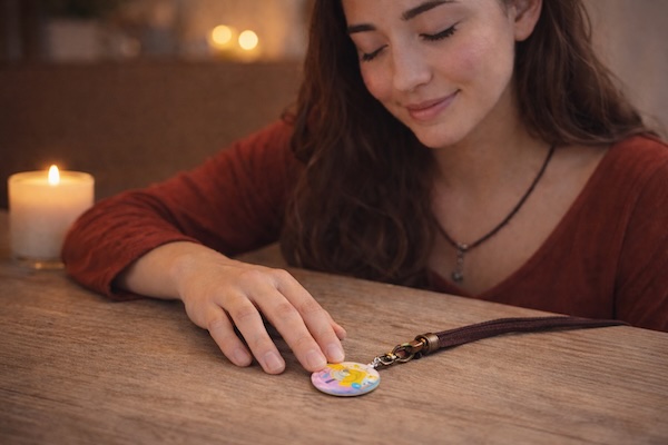 Looking at FrequenCM visual for physical or emotional support