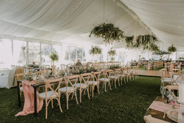 Fancy Fiesta event services for outdoor venues, featuring luxury tented wedding setup in Midland, TX