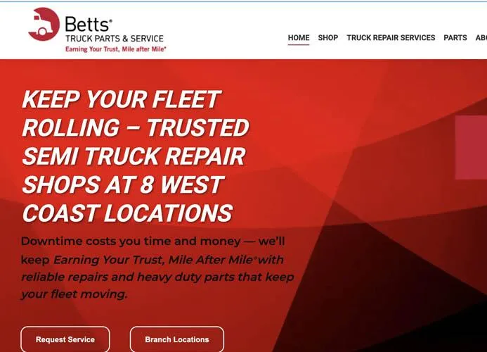 betts truck parts homepage design