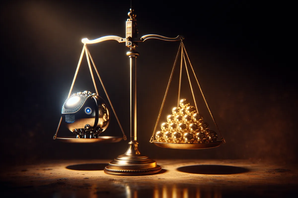 Two professionals discussing AI system charts on paper in office setting, emphasizing infrastructure optimization.