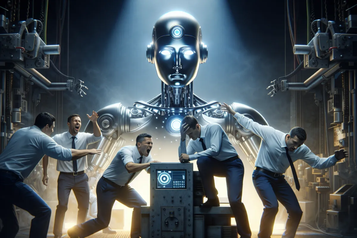 Engineer analyzing equipment with predictive maintenance AI technology