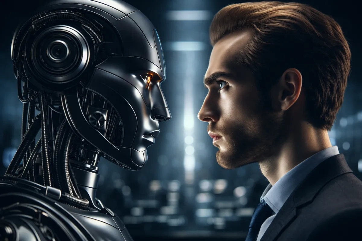 Expert discussing AI-driven sales optimization strategies in a modern office