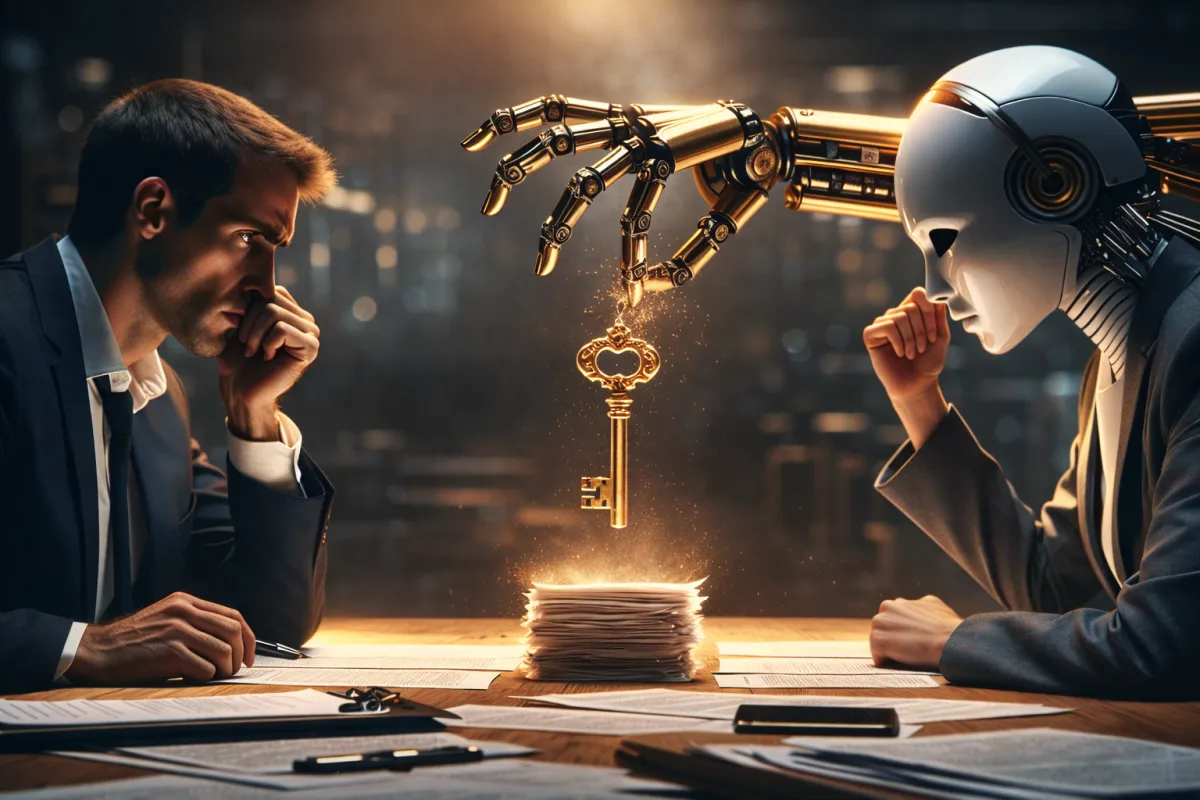 business executive contemplating AI negotiation tactics in a sunlit office