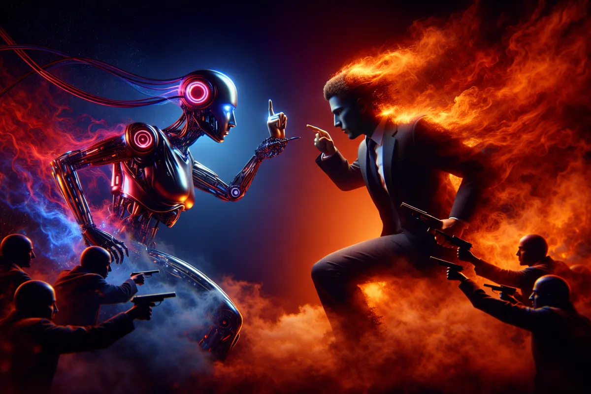 AI meeting with clients in a modern office setup demonstrating effective sales automation