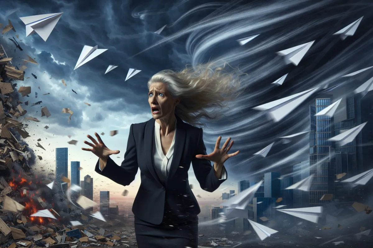 Executives discussing multi-agent system orchestration over a digital dashboard