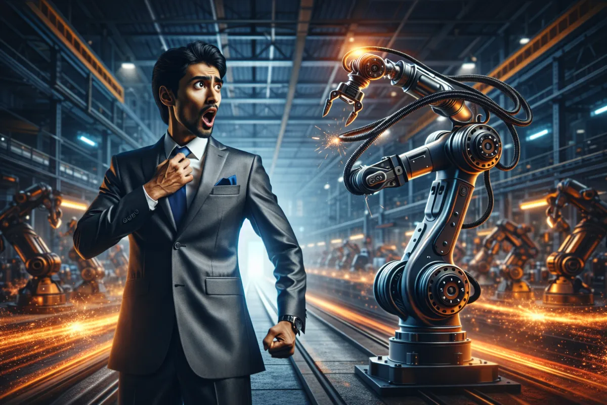 A detailed view of a robot arm, representing Robotics as a Service, enhancing operational efficiency