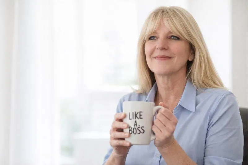 woman holding white mug while standing