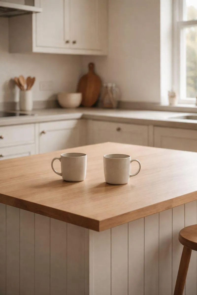 Two suitcases standing apart in a softly lit living room, with shoes beside each one, suggesting a household in transition during divorce or separation.