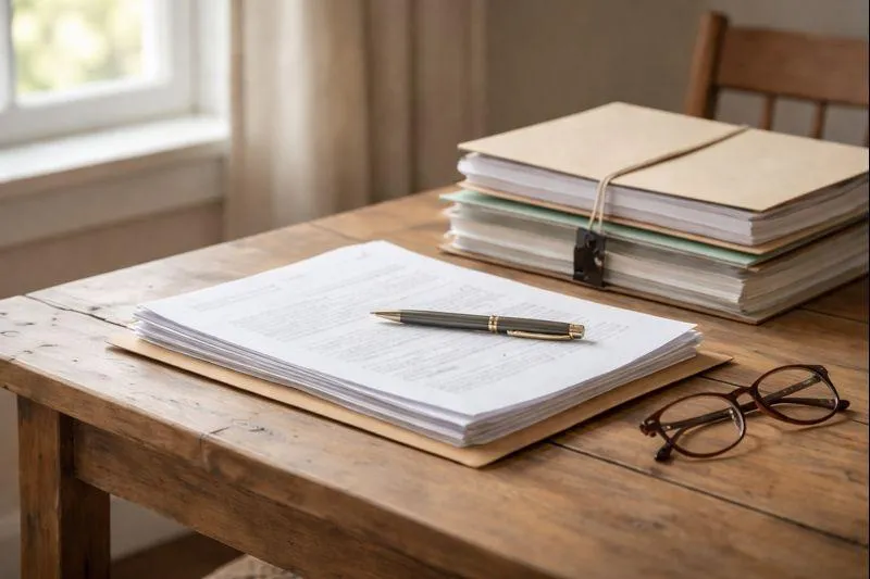 Loan modification documents and financial paperwork on a desk, illustrating mortgage adjustment options for homeowners.