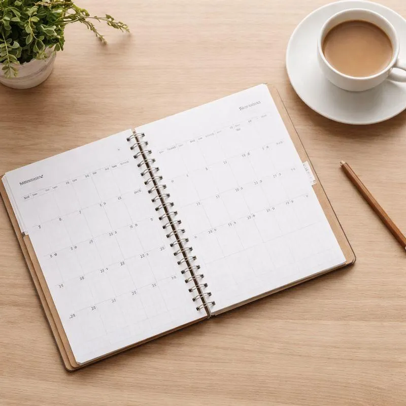 Open monthly planner on a wooden desk with a coffee cup and pencil, symbolizing the time, documentation, and follow-through involved in the loan modification process.