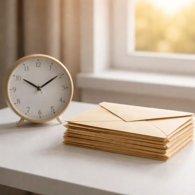 Stack of documents beside a clock near a window, representing the time-sensitive nature and follow-through required during the loan modification process.