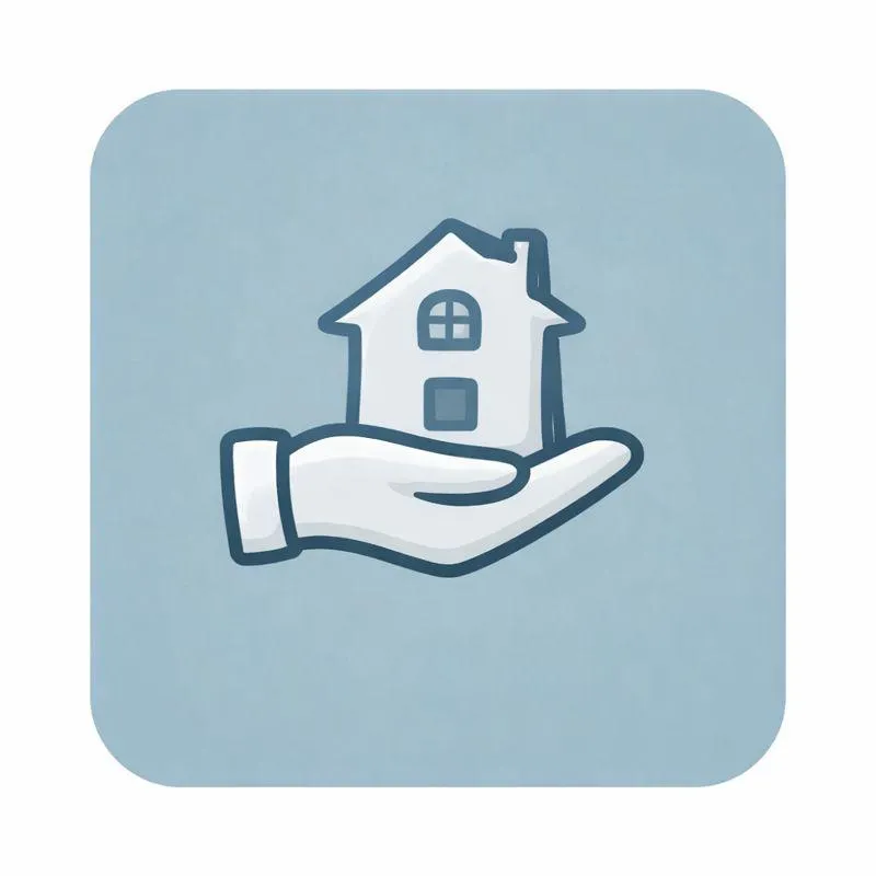 Hand holding a house icon representing supportive, no-pressure housing guidance