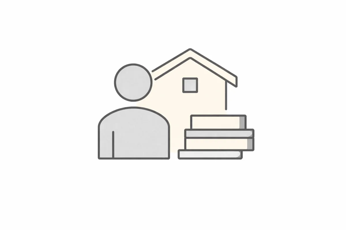 Minimal illustration of a house and stacked documents, representing financial pressure that does not yet look like foreclosure.