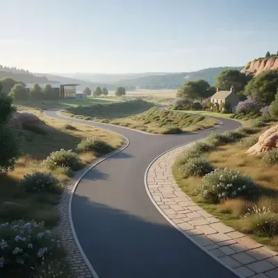 Curving road landscape representing multiple real estate selling paths and flexible decision options for homeowners