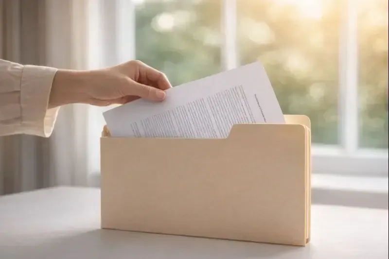Homeowner submitting financial documents in an envelope, representing a loan modification or mortgage review process.