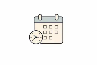 Calendar and clock icon representing missed payments and falling behind financially
