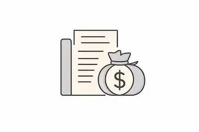 Document and money bag icon representing urgent cash needs or financial reset options