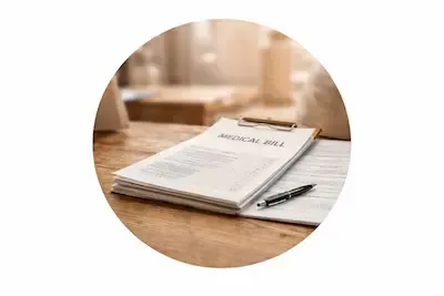 Medical expense paperwork representing homeowner financial pressure and housing options