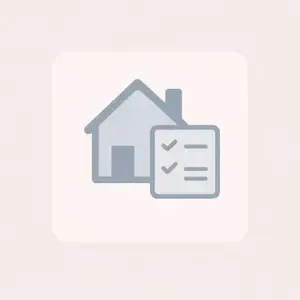 Home and checklist icon representing repair decisions, home preparation, and whether to fix items before selling