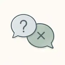 Overlapping speech bubbles with a question mark and an X on a soft neutral background, representing common misunderstandings and mixed signals during complex decisions.