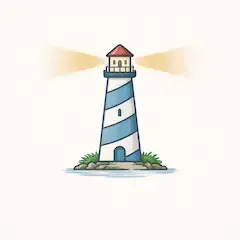 Stylized lighthouse representing guidance, clarity, and grounded perspective