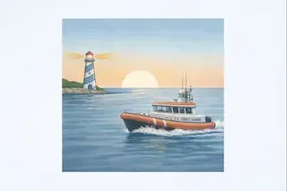 Lighthouse and rescue boat representing guidance, clarity, and steady next steps