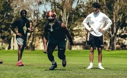 Washington Commanders player training with Dyland Bradley f WR1 Performance