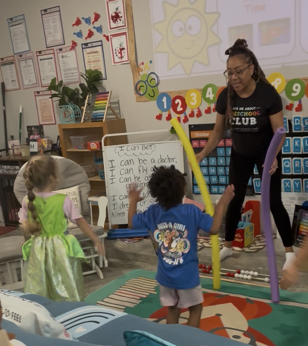 Girl follows directions during arts and crafts time.