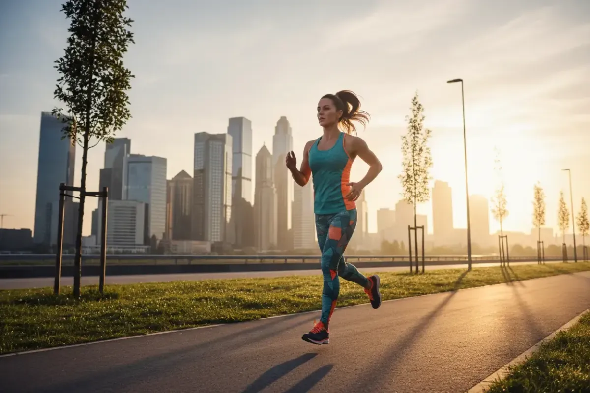 a girl running on USA street