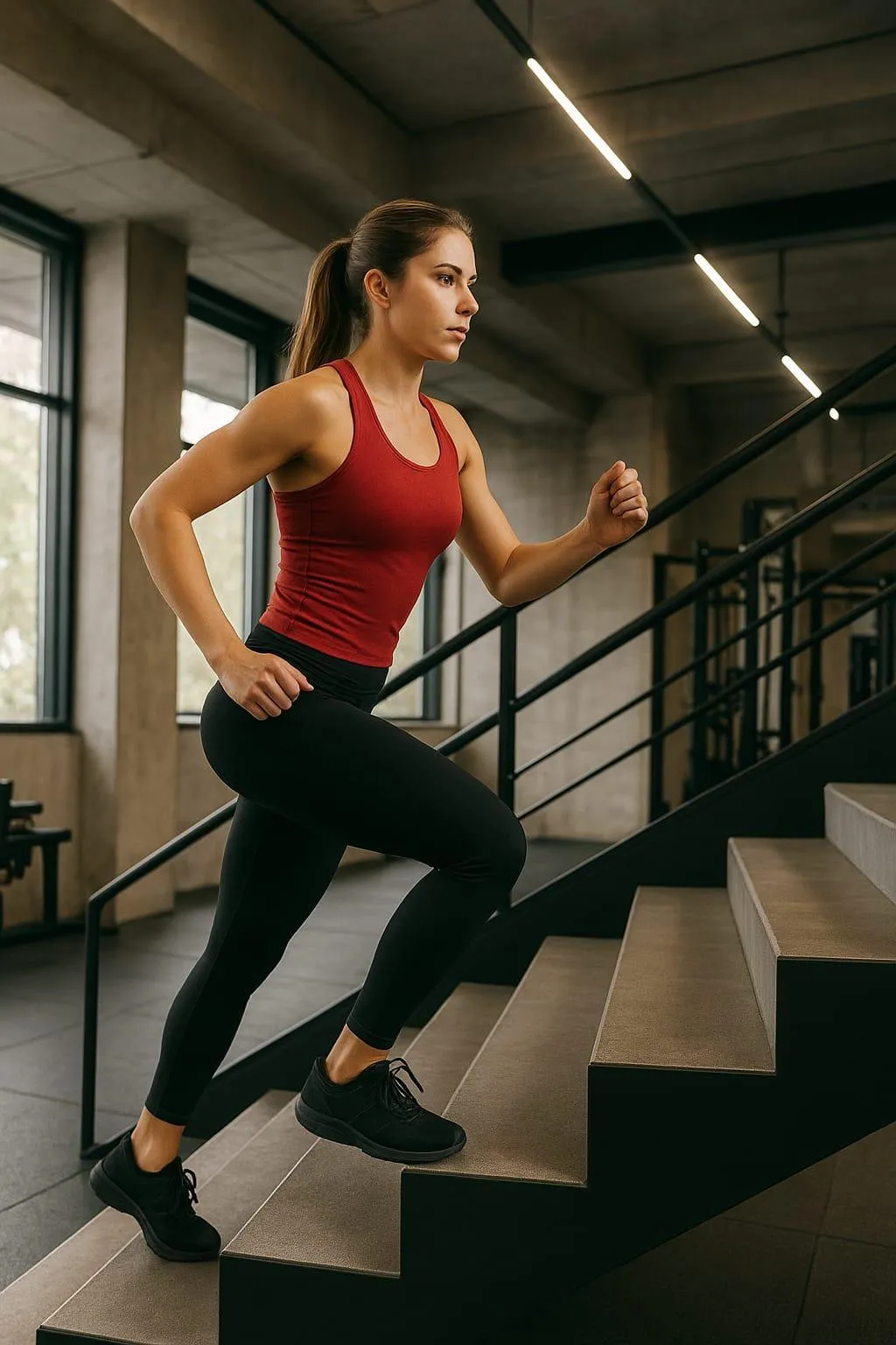 woman performing stair climbing
