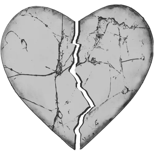 grayscale, broken heart