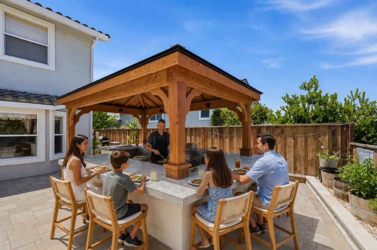 paver patio and turf creating an outdoor living design