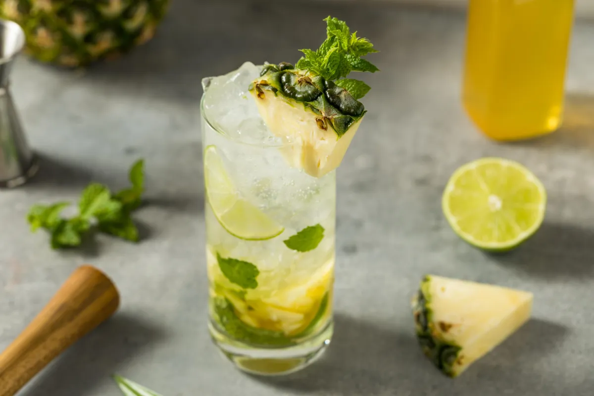 tropical pineapple mojito mocktail, perfect for corporate and private parties