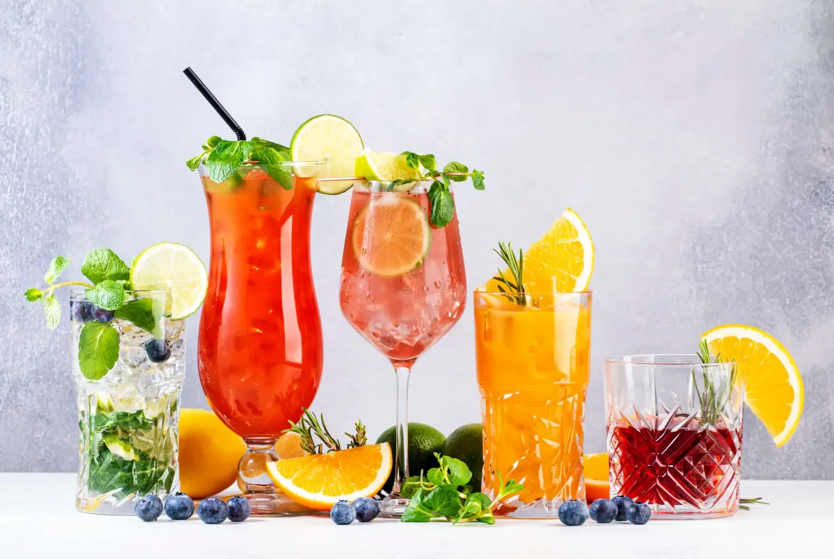 Mocktail bar setup at NYC rooftop wedding