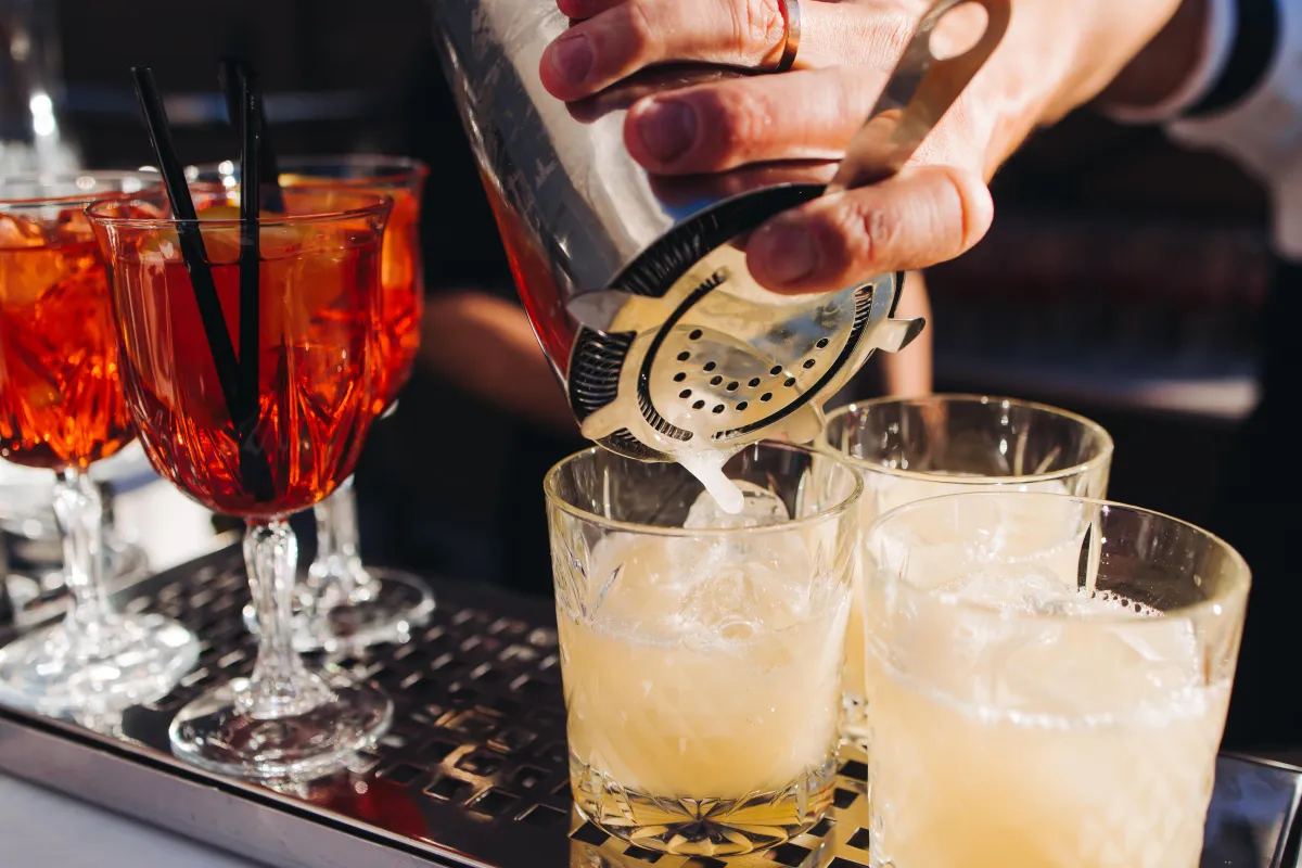 High-end mobile mocktail bar setup for a luxury NYC wedding celebration.