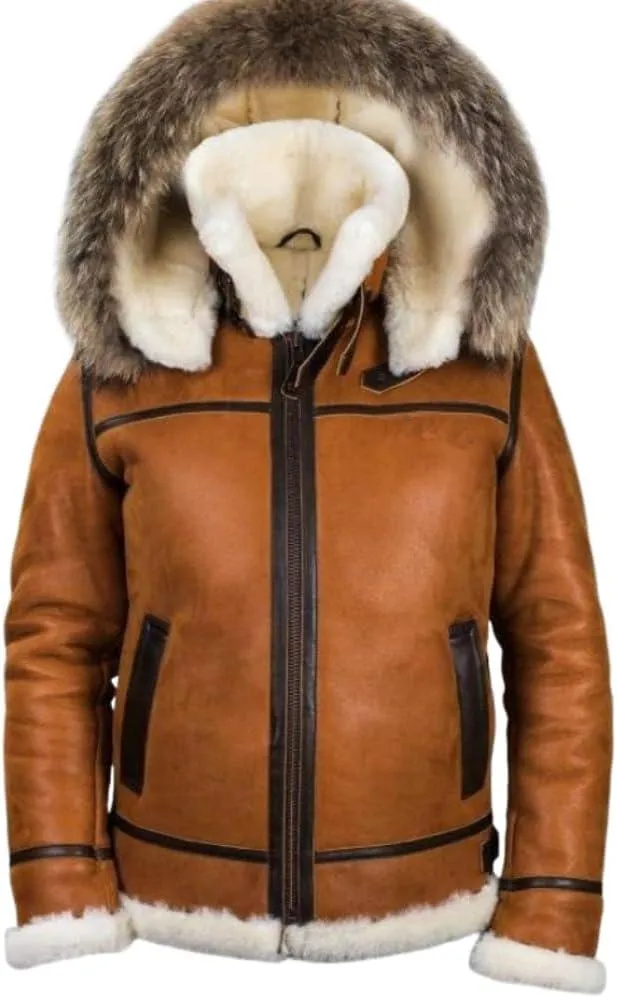 Men'b3 bomber Shearling Leather Jacket  | The Premium Leathers